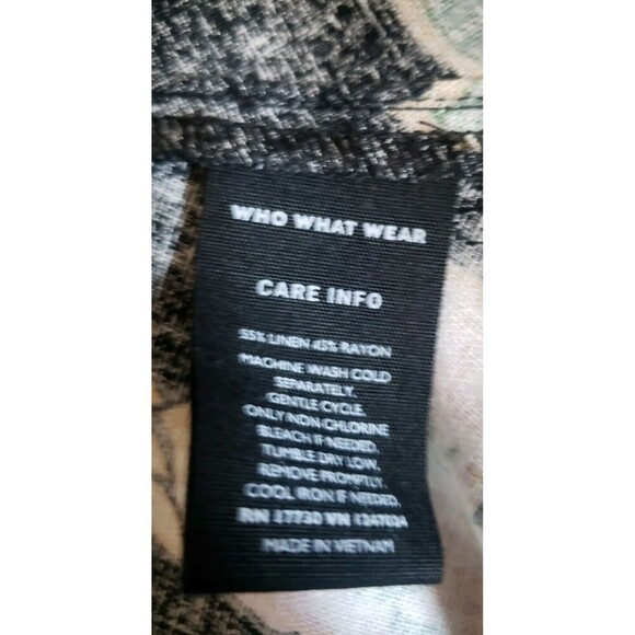 Who What Wear Linen Dress Womens Medium Black Pink Floral Square Neck NWT - Picture 7 of 8